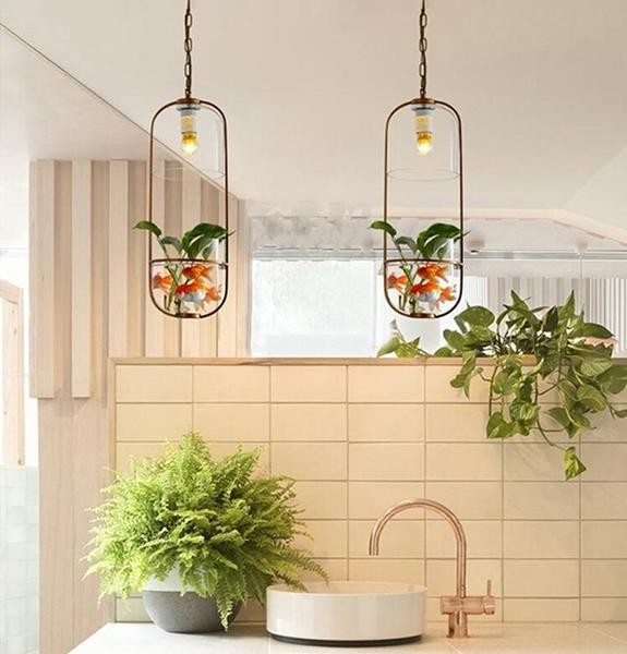 Water Plants Glass Pendant Light