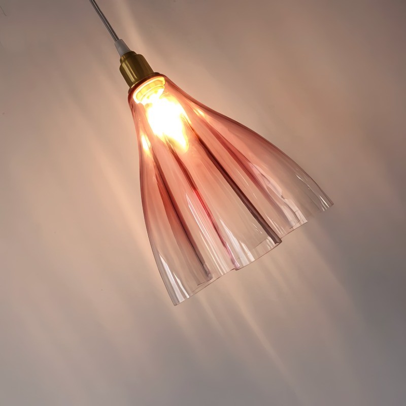 Fluted Stained Glass Pendant Light Above Kitchen Island K15