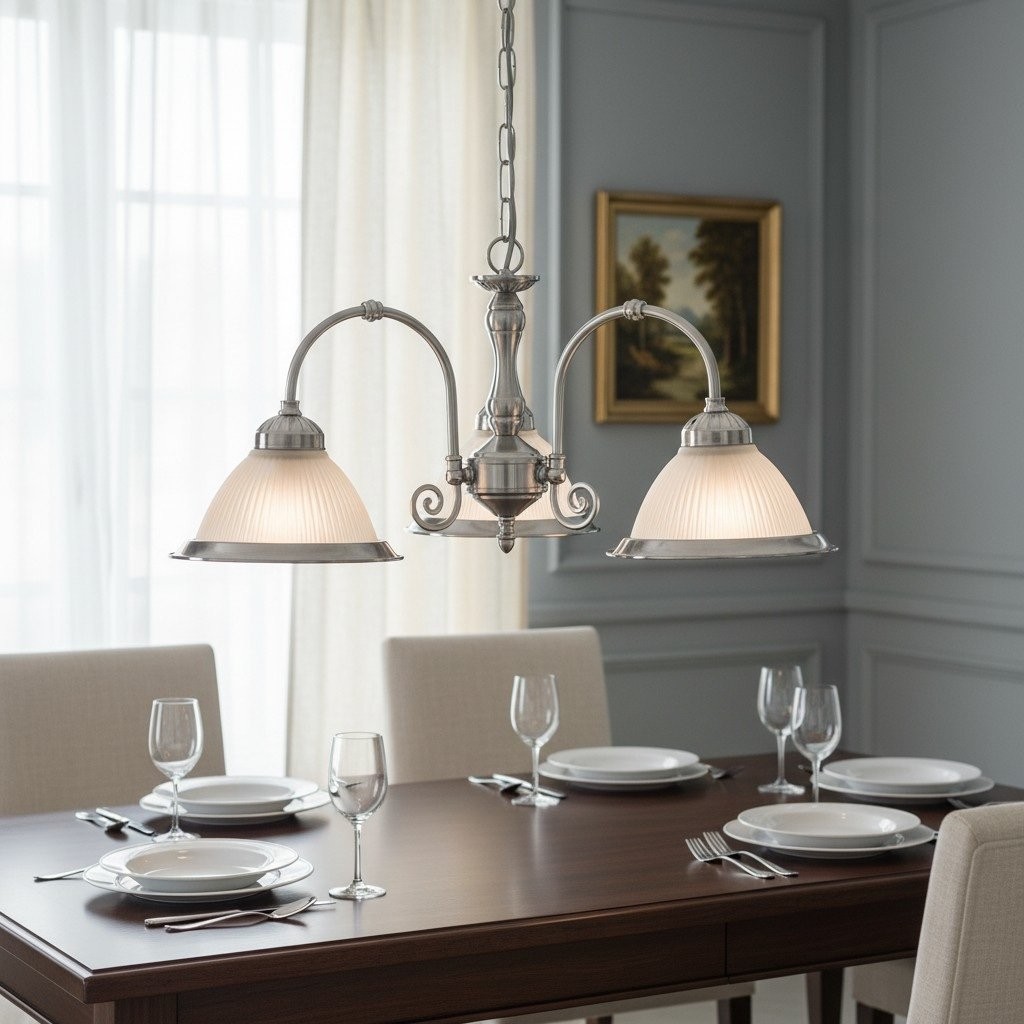 TF Vintora Ribbed Glass Pendant Light - Elegant Metal Trim for Kitchens, Dining Areas and Hallways K1994