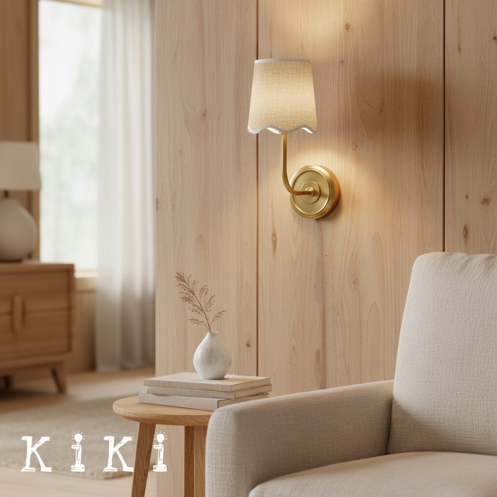 Glissum Elegant Fabric Shade Wall Light - Contemporary Wall Fixture for Bedroom and Hallway K2101