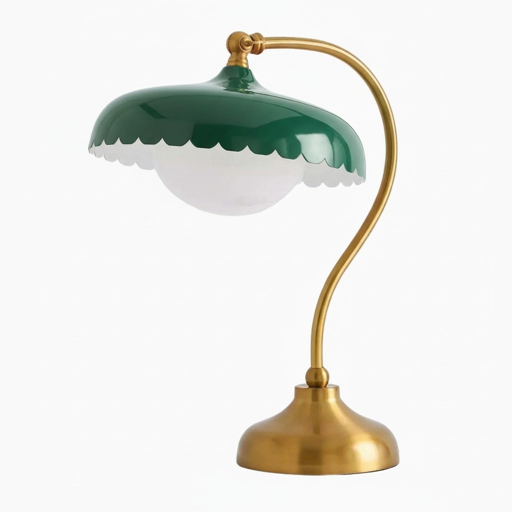 Rayla Scallop Metal Glass Task Lamp – Elegant Retro Table Lamp for Study K1425