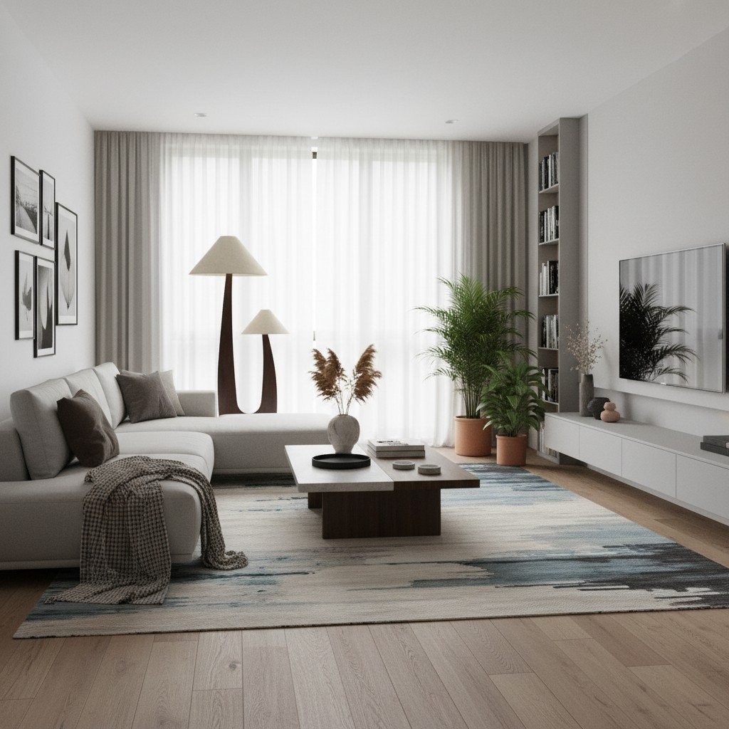 Cordove Arc Floor Lamp - Modern Organic Solid Wood & Fabric for Living Rooms K1648