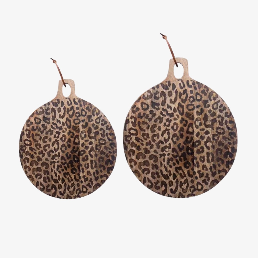 Lepwood Leopard Print Wooden Serving Board for Kitchen Styling and Entertaining K2346