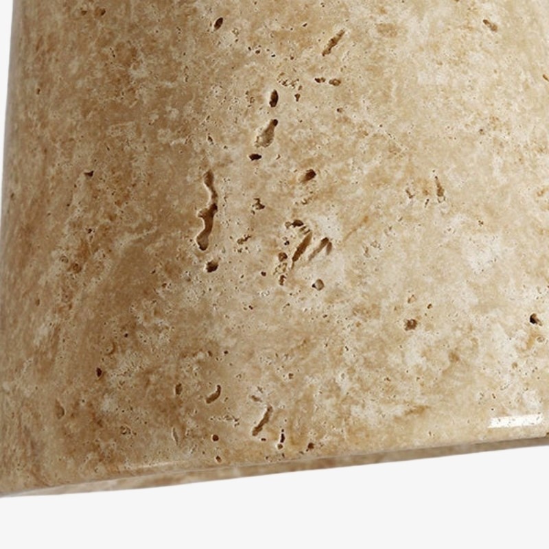 WabiLum Minimalist Japanese Travertine Wood Pendant Light - Elegant Home Lighting for Bedroom K2258