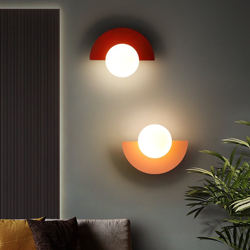 Nordic Candy Glass Orb Wall Lamp - Modern Colorful Sconce for Bedroom and Living Room K167