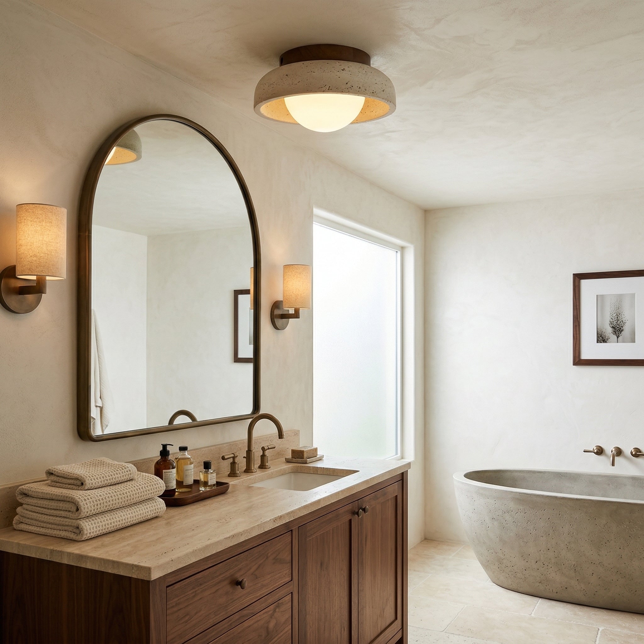 Piedra Travertine Ceiling Lamp D682
