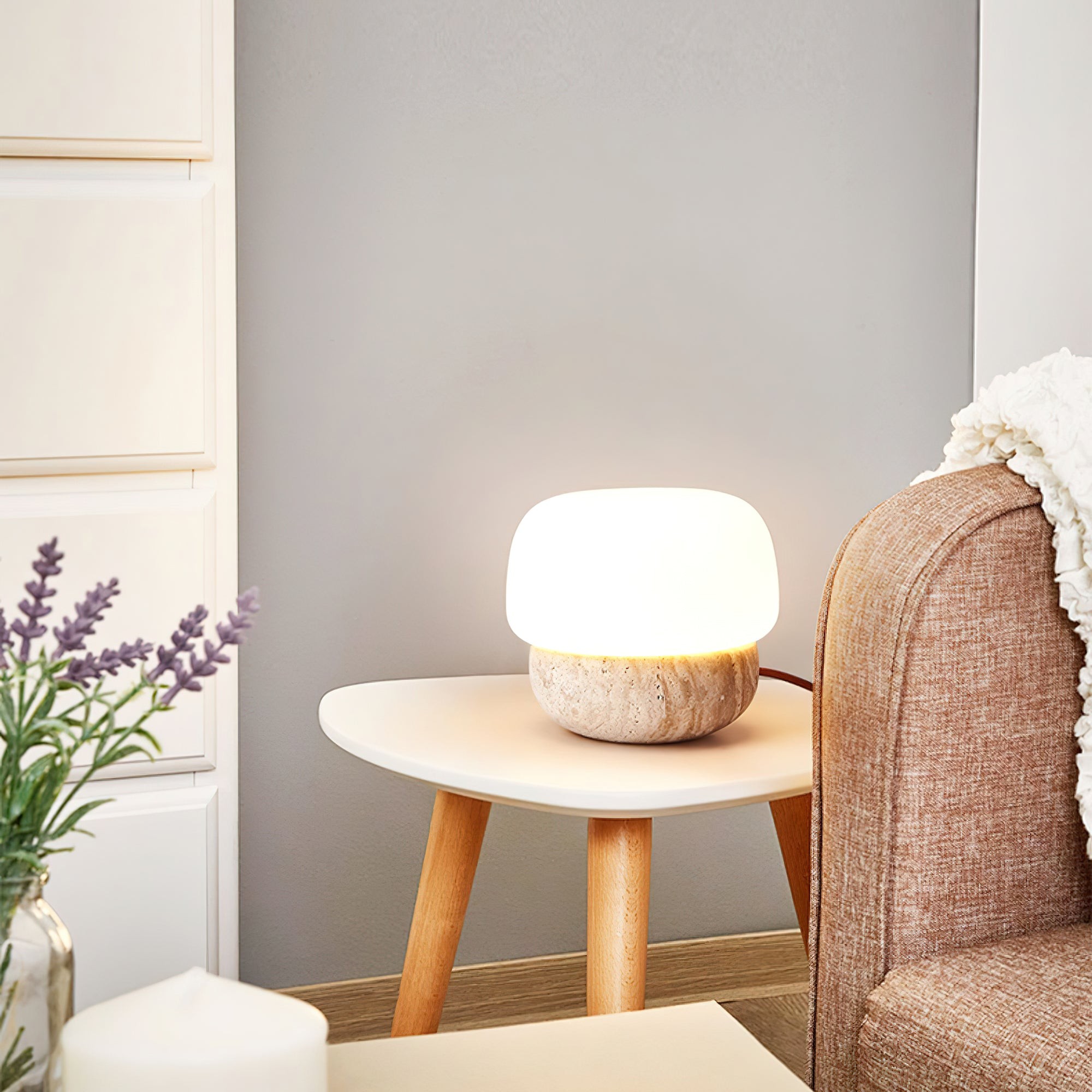 Nordic Style Round Travertine Table Lamp K359