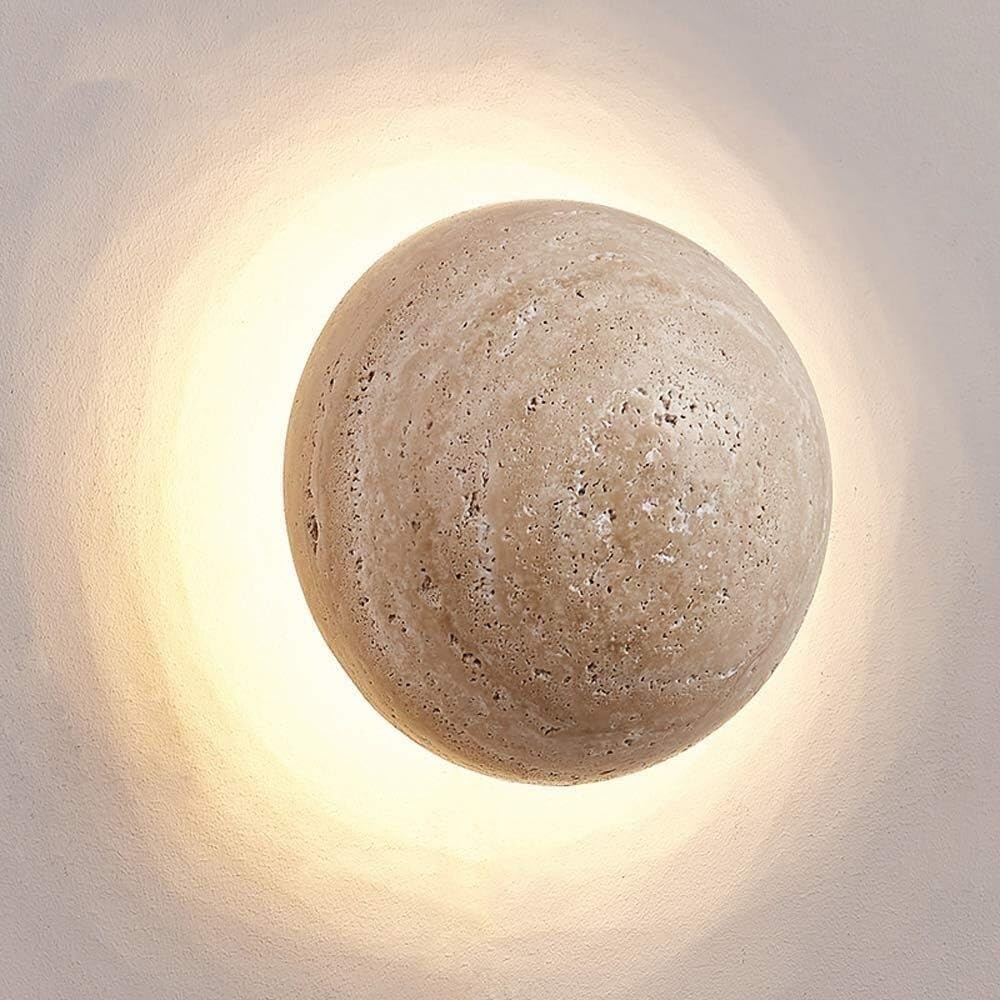 Amber Loft Travertine Round Sconce Wall Light D885