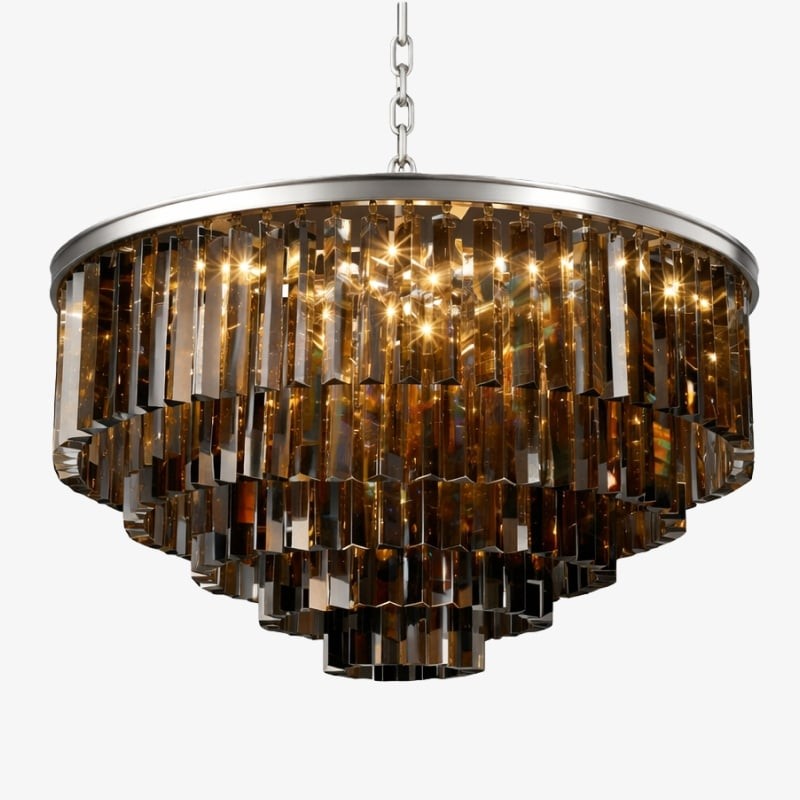 Aurevon Crystal Prism Metal Frame Modern Ceiling Chandelier for Home and Hotel K2071