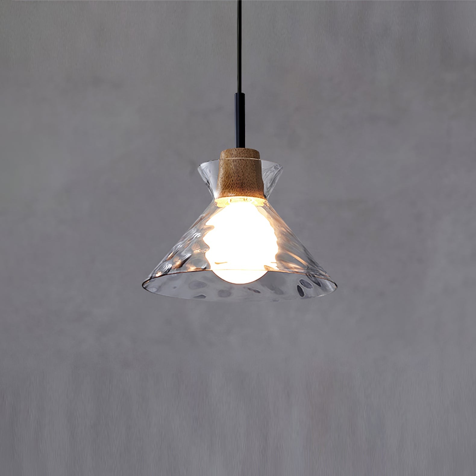 Wavy Glass Pendant Light - Ripple Glass Pendant Light for Dining Room K610