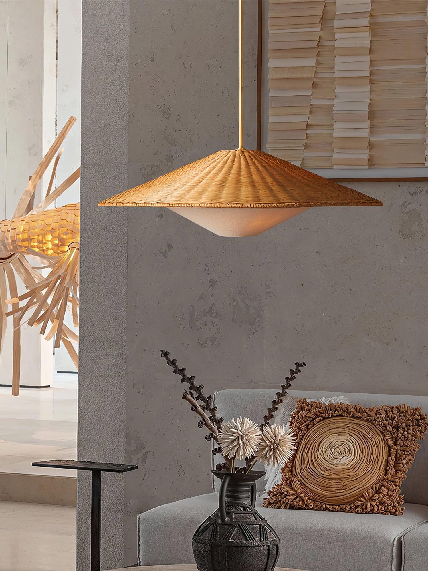 Rattan Hat Pendant Light Suitable For Living Room K612