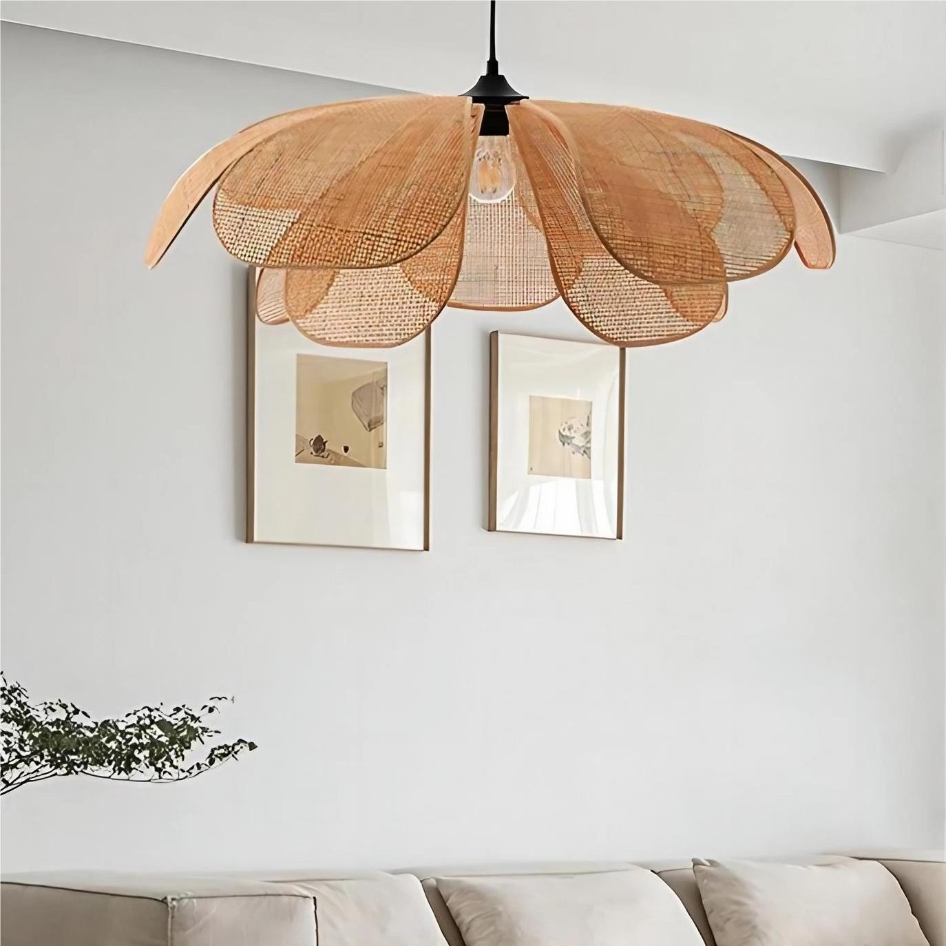 Rustic Petal Design Rattan Chandelier K75