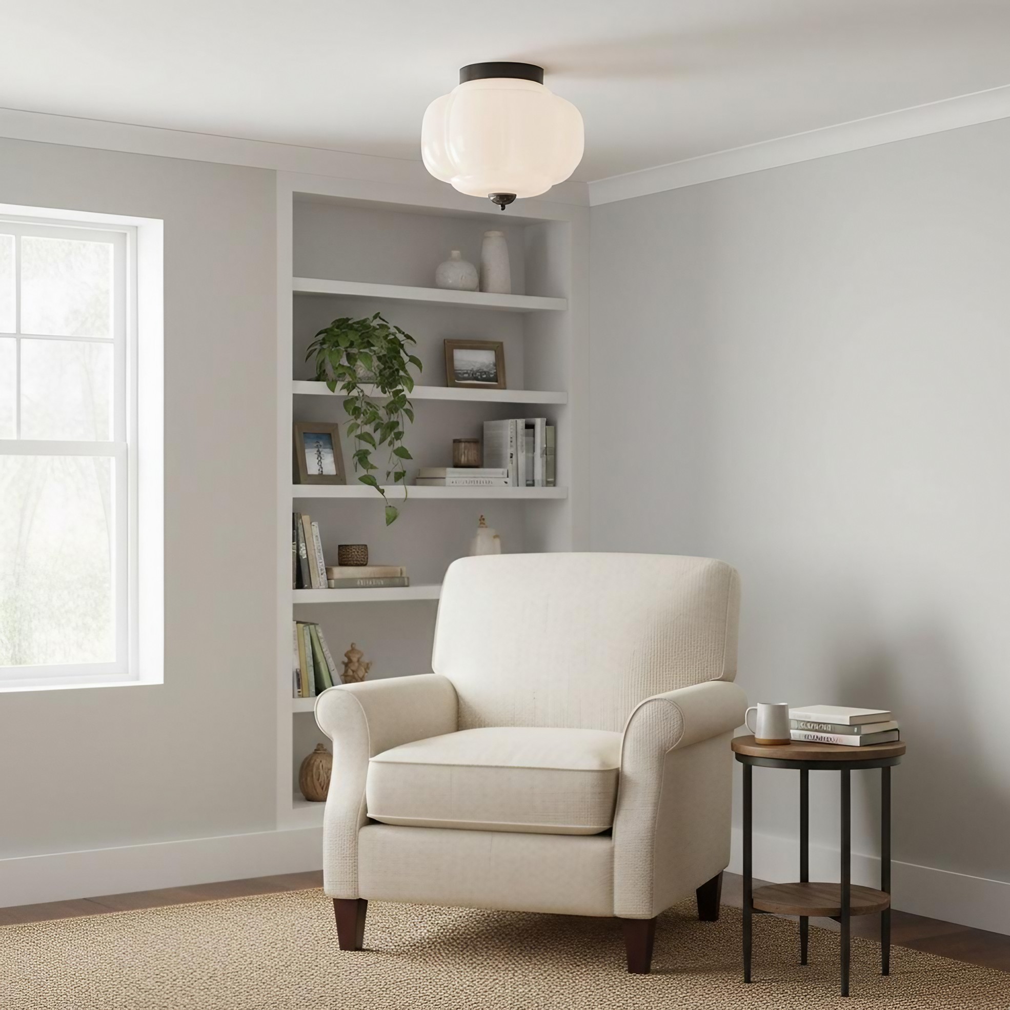 Eloise Retro Milk Glass Semi Flush Mount Ceiling Light K868