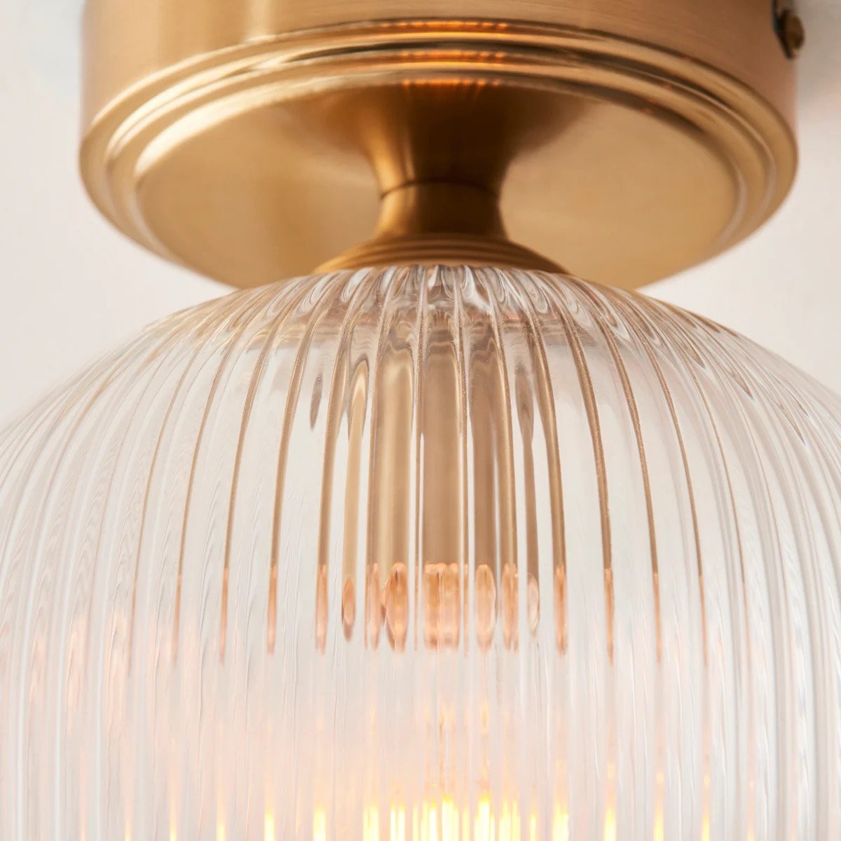 Brazara Dome Ceiling Light - Industrial Ribbed and Clear Glass for Living Room K1892