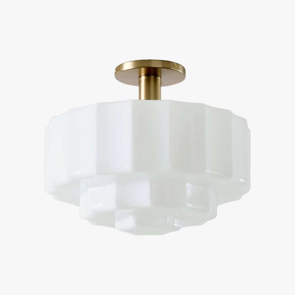 Vexrona Layered Glass Ceiling Light - Opal White Ceiling Lamp for Living Room K1712