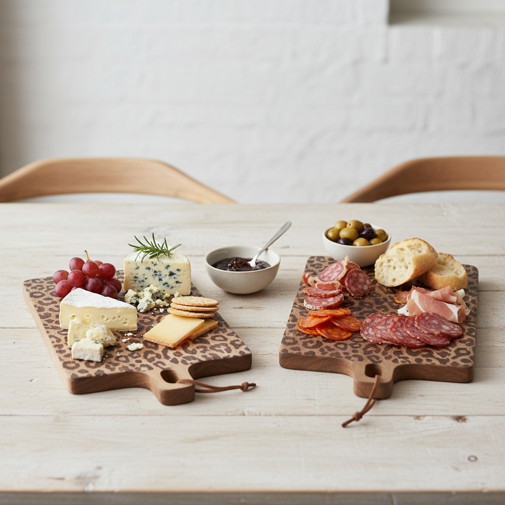 Lepwood Leopard Print Wooden Serving Board for Kitchen Styling and Entertaining K2346
