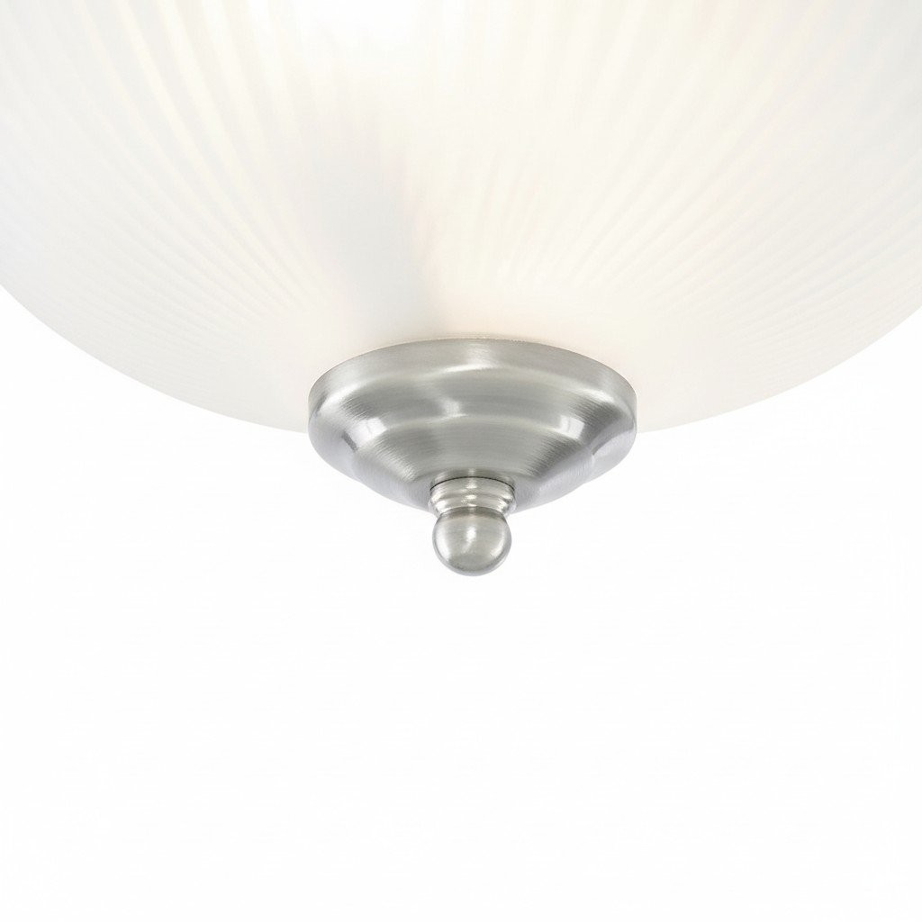 TF Vintora Modern Flush Ceiling Light - Ribbed Glass and Metal Trim for Kitchens or Hallways K2018