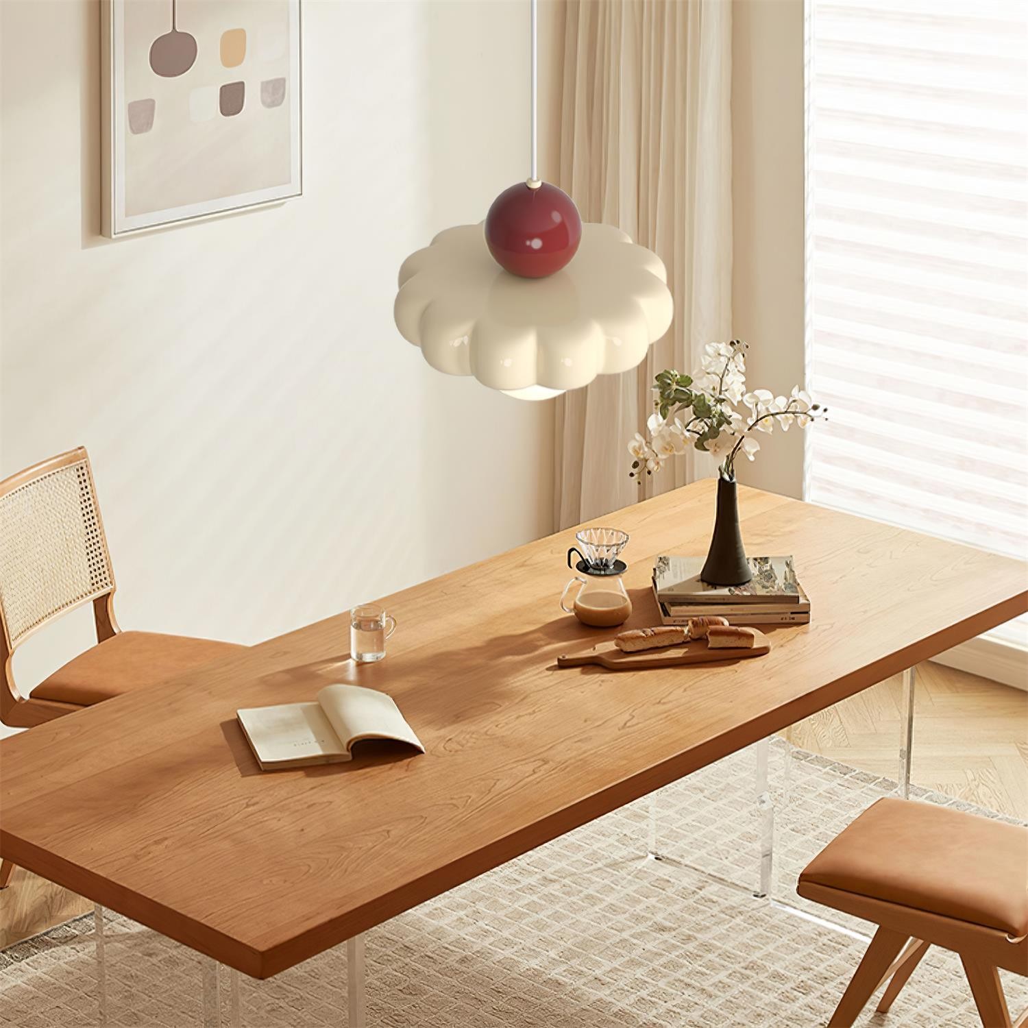 Cream Style Long Line Pumpkin Texture Pendant Lamp K307