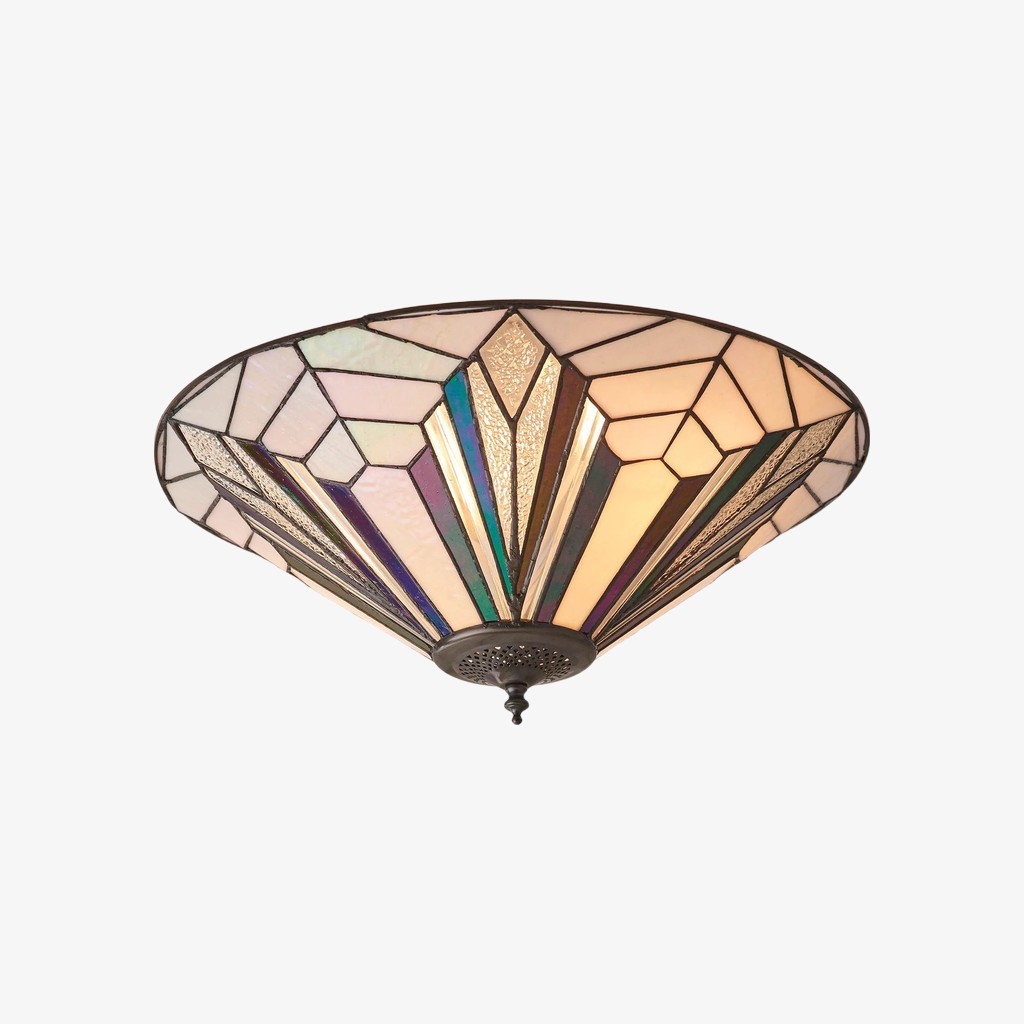 TF Astoria Modern Deco Flush Mount Ceiling Light with Textured Glass - Elegant Home Lighting Fixture K2017