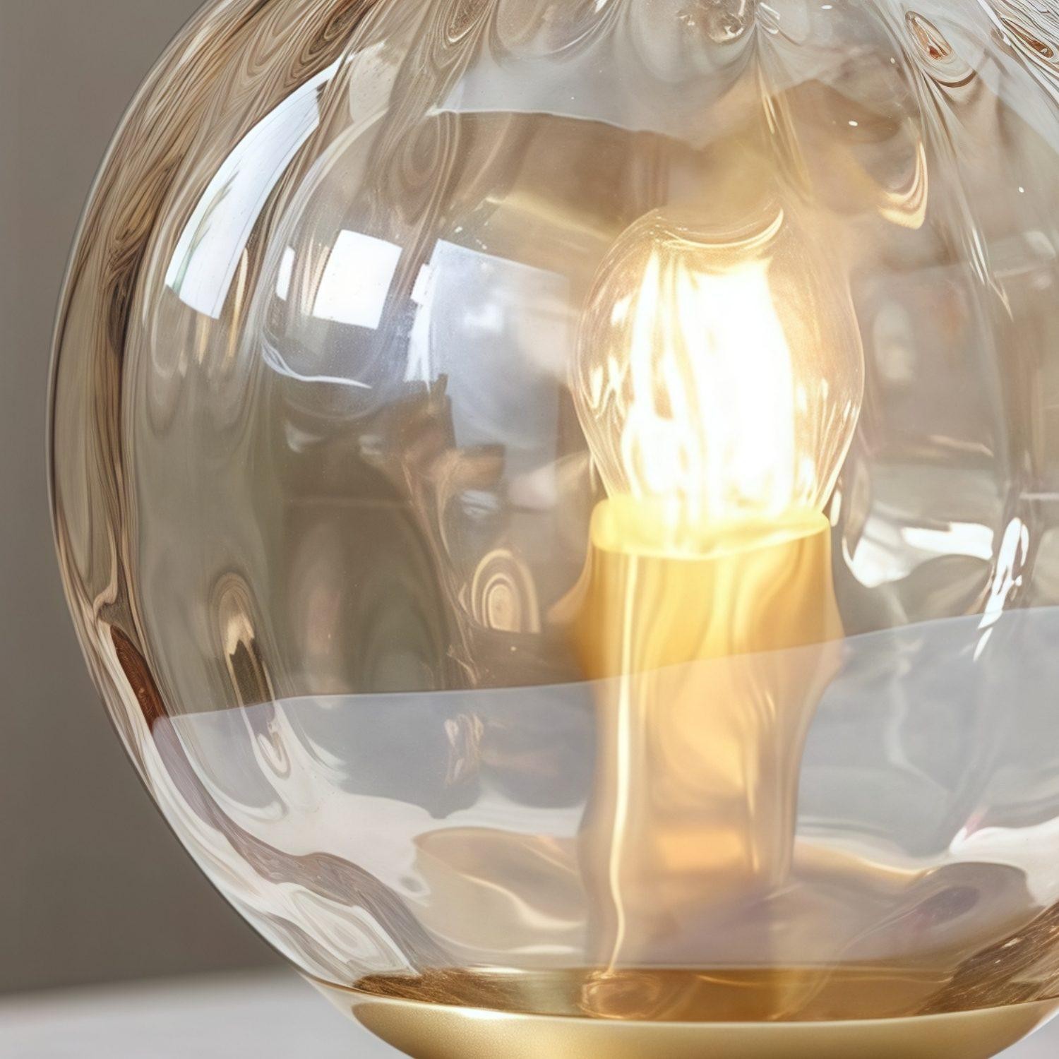Tracian Modern Dimple Globe Table Lamp - Brass Ambient Decorative Lamp for Bedroom or Lounge K2023