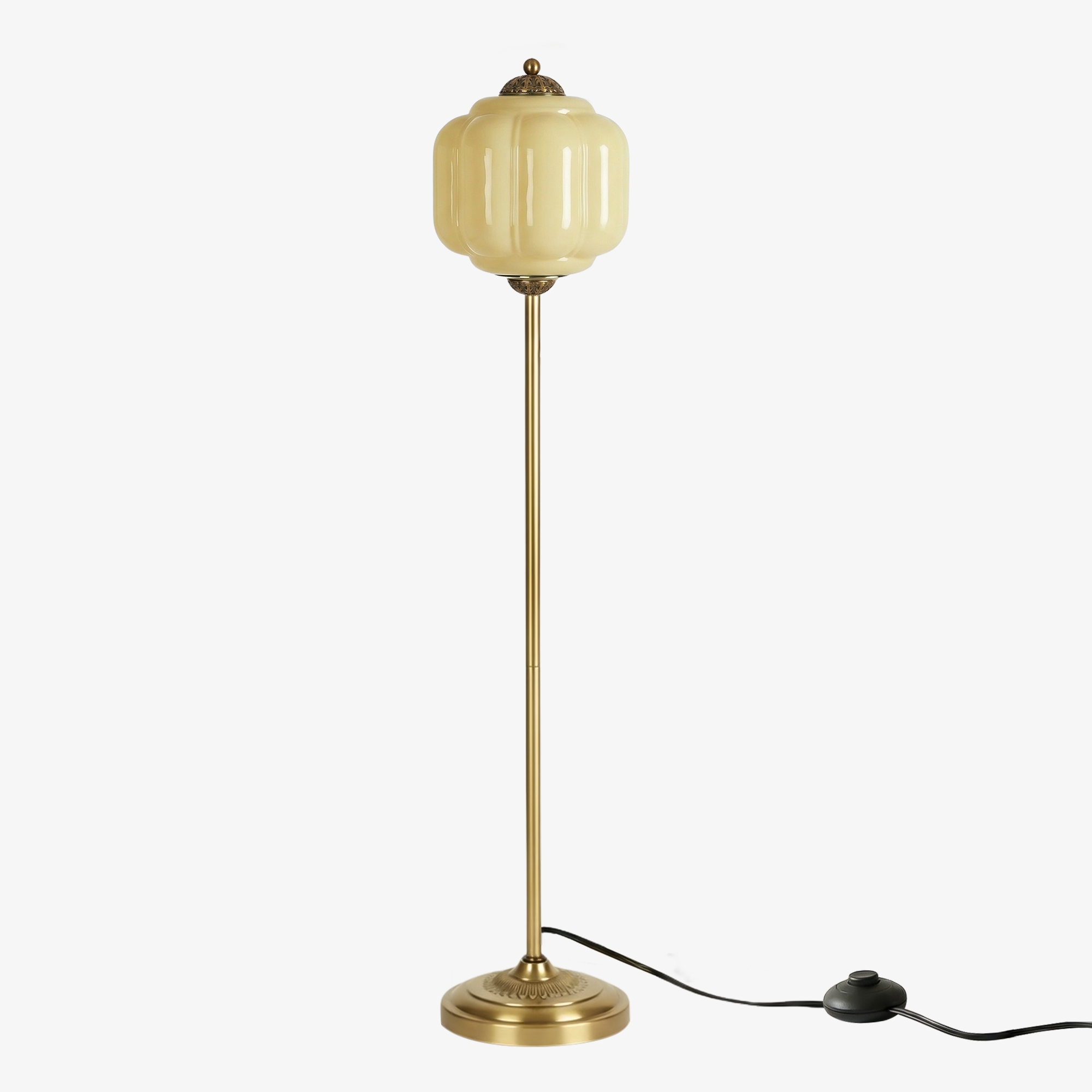 Eloise Handcrafted Retro Glass Floor Lamp - Lantern Form Floor Light for Reading Corners K2345