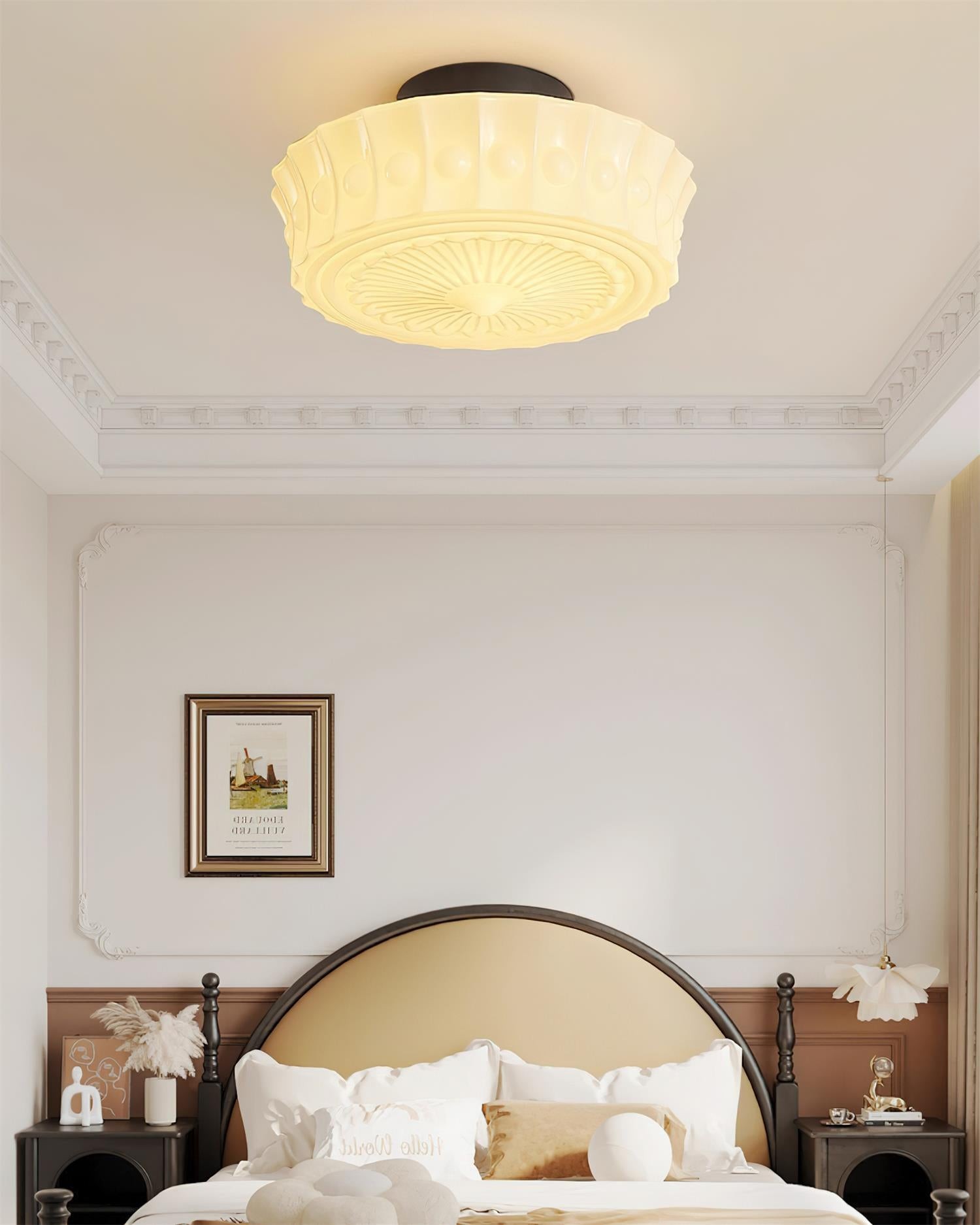 Rigidus French Vintage Glass Cream Style Ceiling Light K431