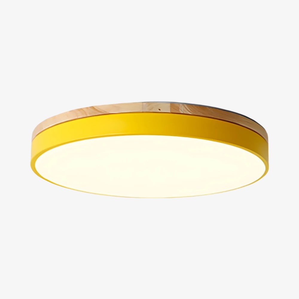 Cielora Elegant Round Acrylic Ceiling Light - Modern Metal Wood Trim Flush Mount for Home K2086