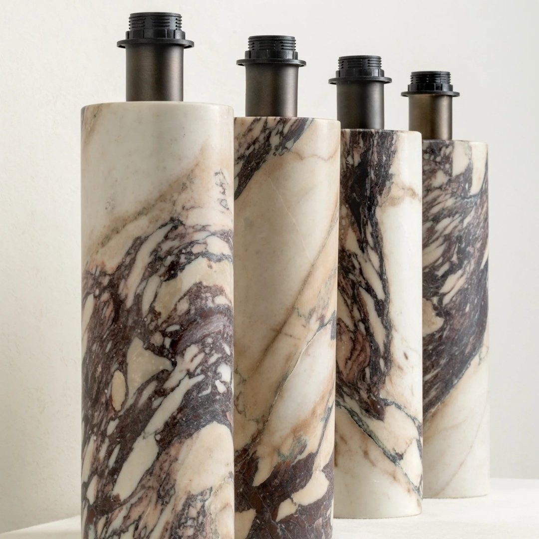 Cavilon Soft Ambient Table Lamp - Stylish Fan Shaped Shade with Marble Base K2053