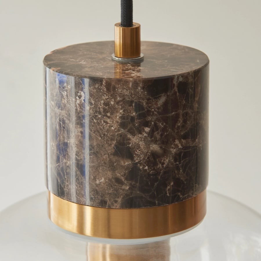 Korlisse Natural Stone and Glass Pendant Light - Stylish Lamp for Lounge or Living Room K1897