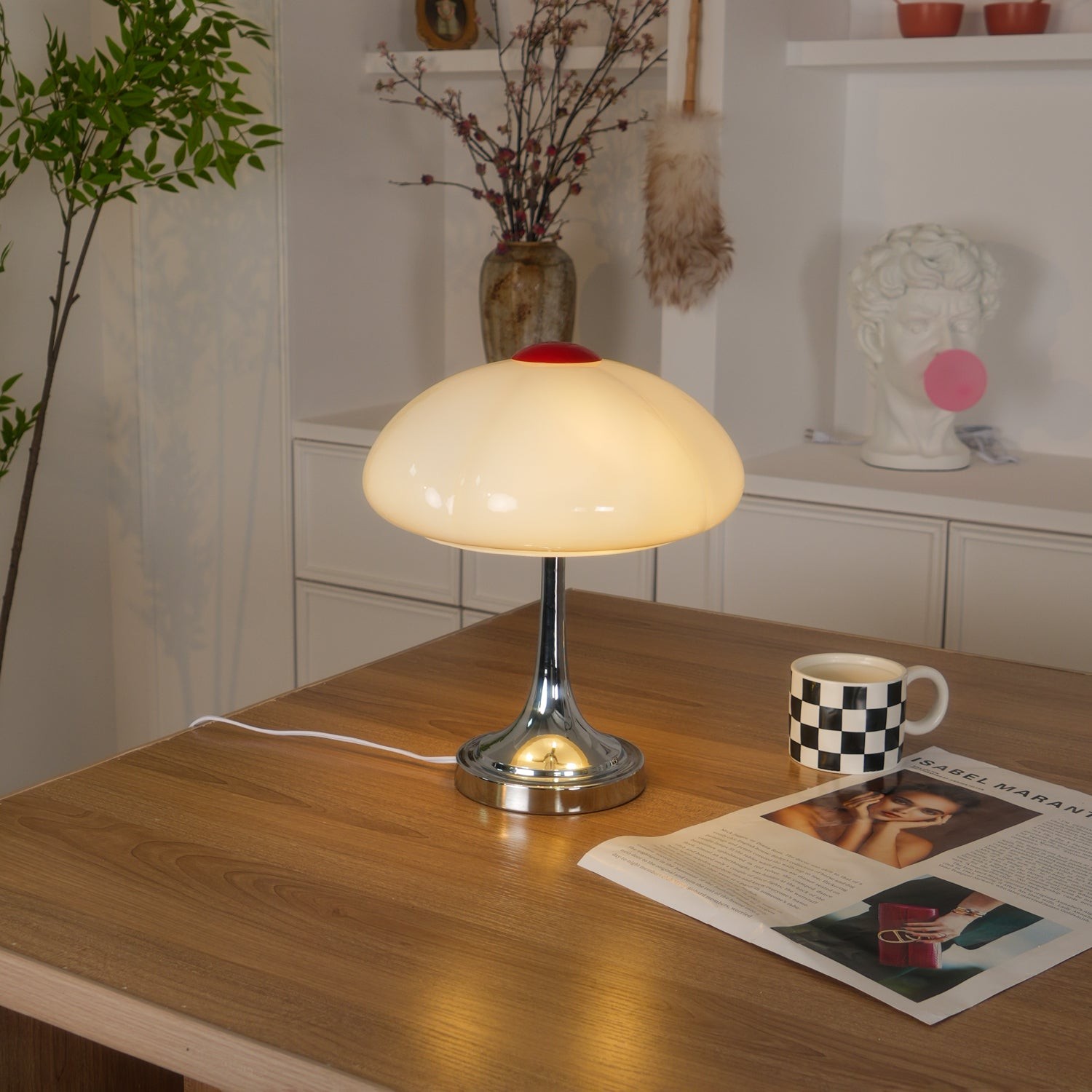 Cream Style Glass Mushroom Table Lamp K706