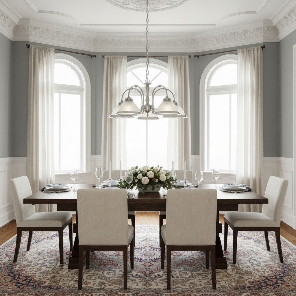 TF Vintora Ribbed Glass Pendant Light - Elegant Metal Trim for Kitchens, Dining Areas and Hallways K1994