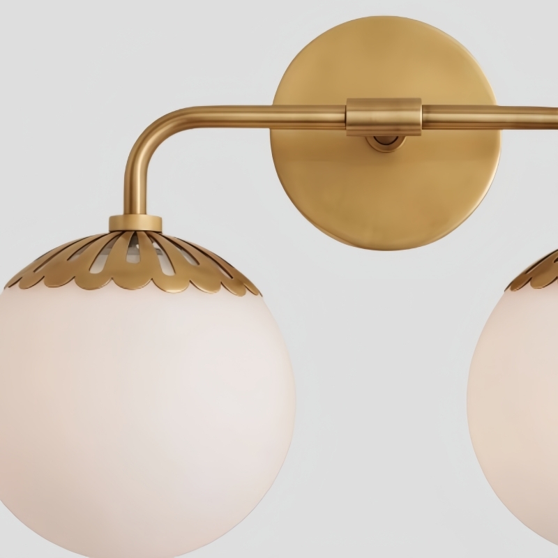 Vinbrea Glass Globe Wall Lamp - Minimal Curved Arm Light for Living Room K2382