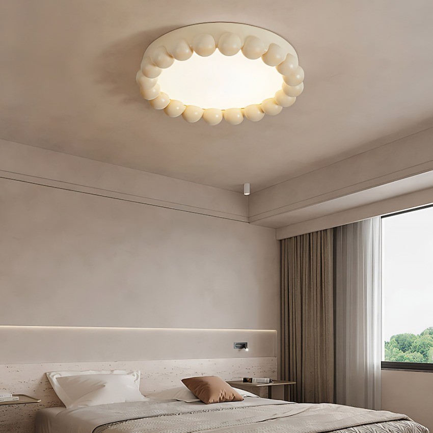 Minori Cream Art Deco LED Ceiling Lamp - Minimalist Round Design For Various Spaces K172