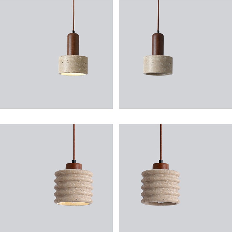 Traditional Retro Cylindrical Solid Wood Pendant Lamp K724