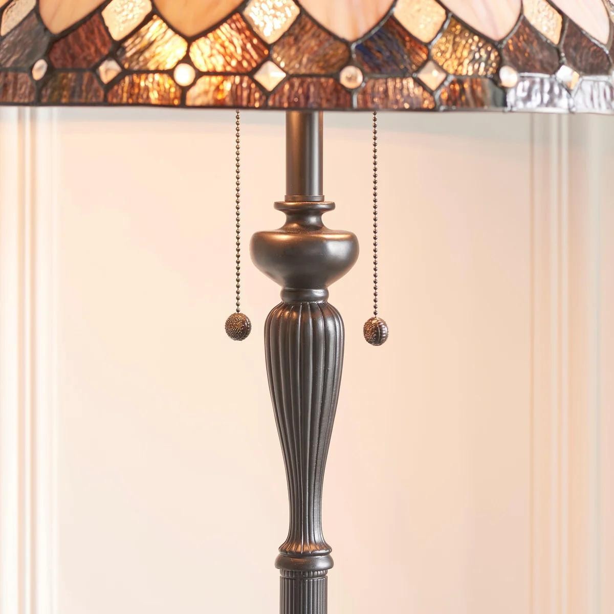 TF Brooklyn Geometric Art Deco Tiffany Floor Lamp - Stained Glass Shade for Living Room K1854