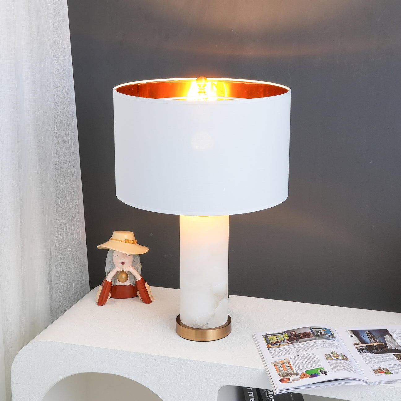 Lineham Alabaster Table Lamp D490