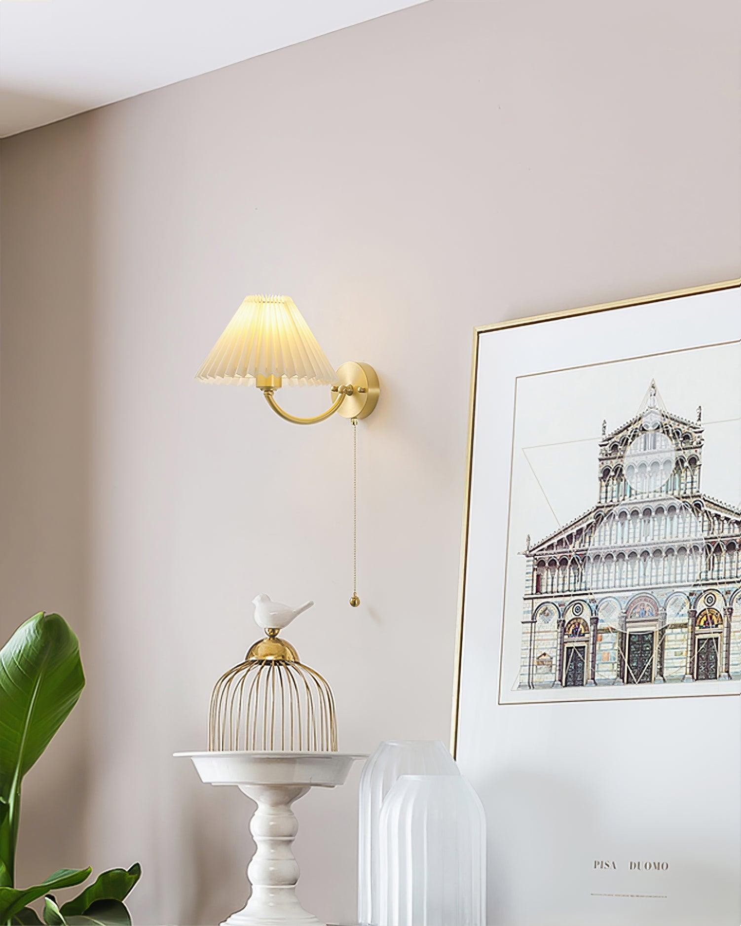 Modern Minimalist Luxury Fabric Brass Wall Lamp For Living Room K601