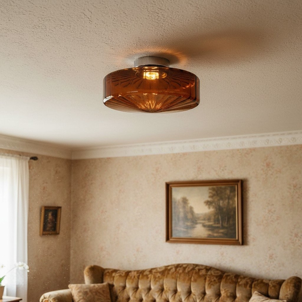 Ripplara Textured Glass Retro Ceiling Lamp - Decorative Flush Mount for Hallway K2155