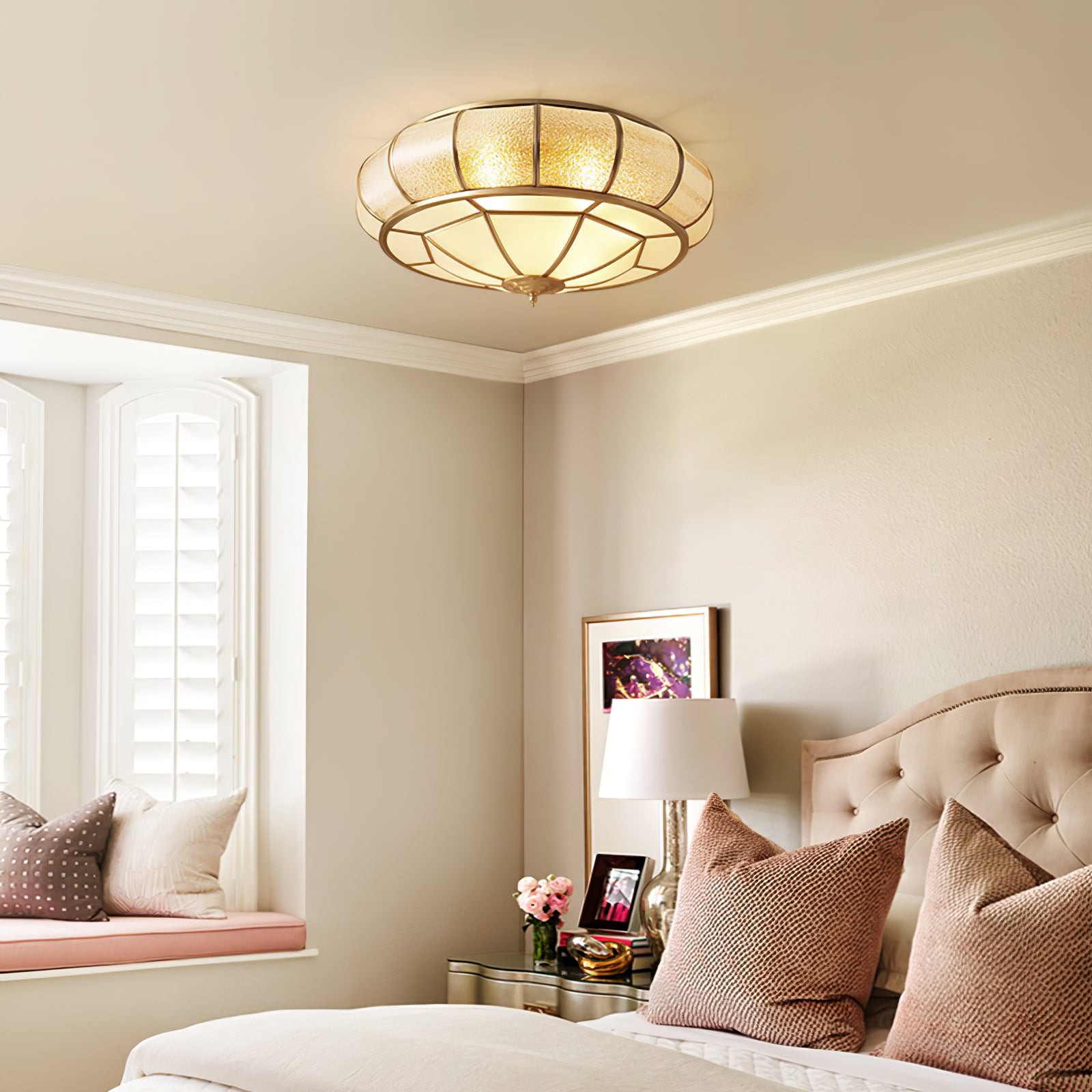 Round Textured Glass Ceiling Light K650