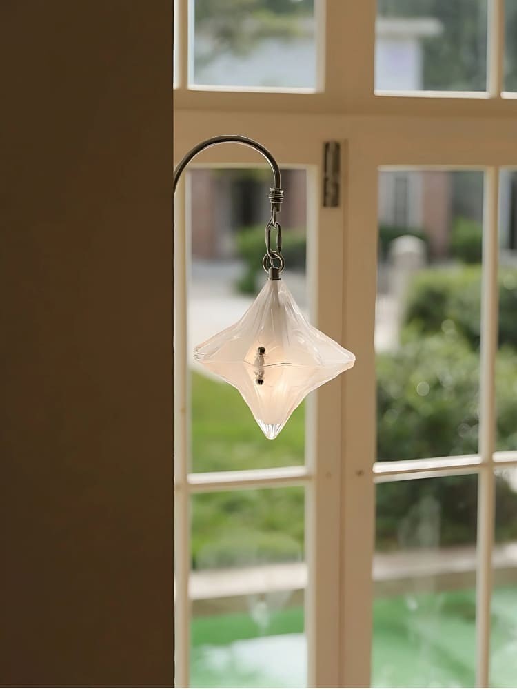 Art Deco Star Wall Sconce - Frosted Glass Light for Hallway - Astris Selene K1558