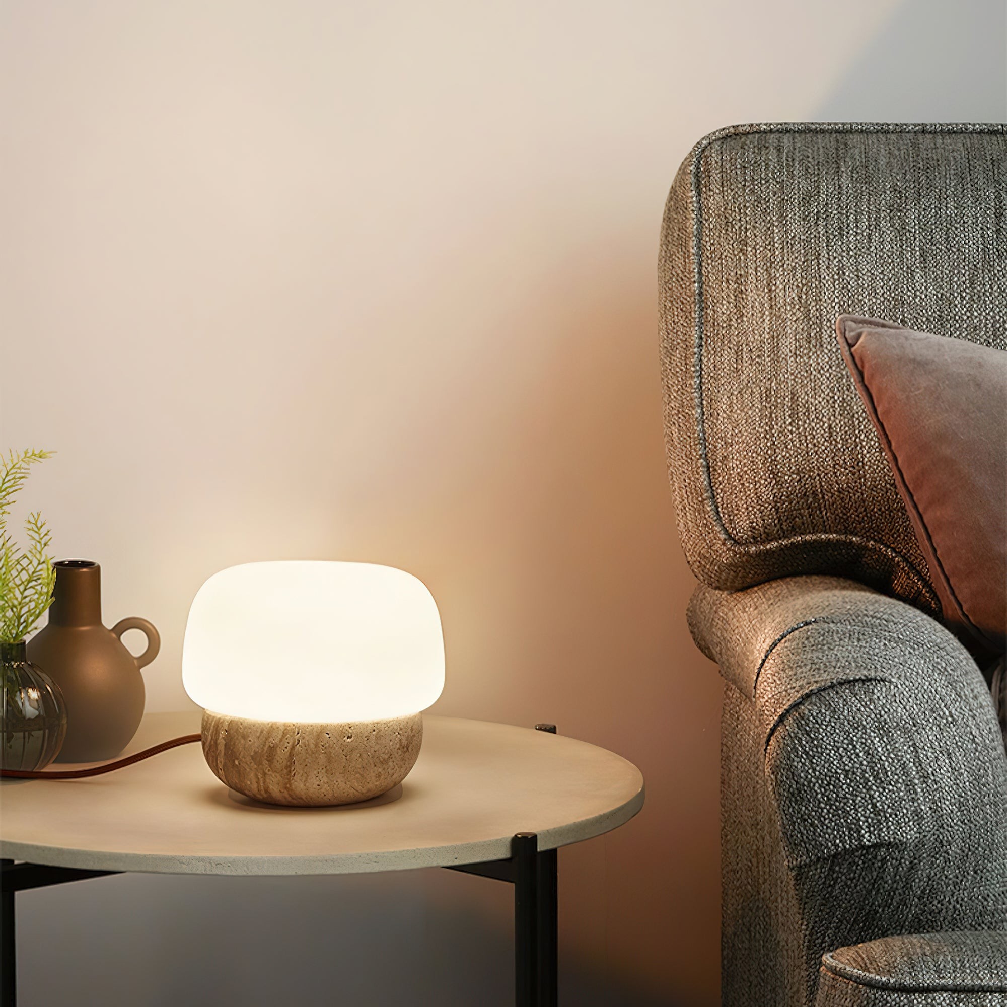 Nordic Style Round Travertine Table Lamp K359