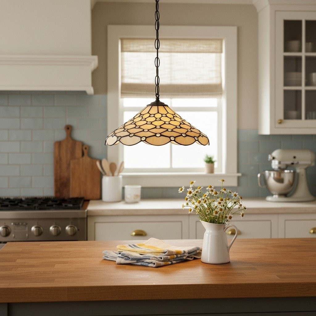 TF Pearl Pendant Light - With A Glass Shade and Adjustable Length for Dining and Kitchens K1988