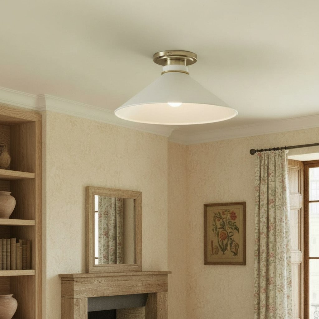Aurenza Simple Flush Mount – Metal and Glass Ceiling Light for Any Room K1138