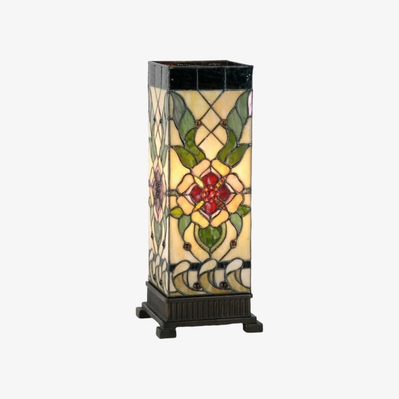 TF Angelique Art Nouveau Stained Glass Table Lamp - Handcrafted Floral Design for Living Room K1872