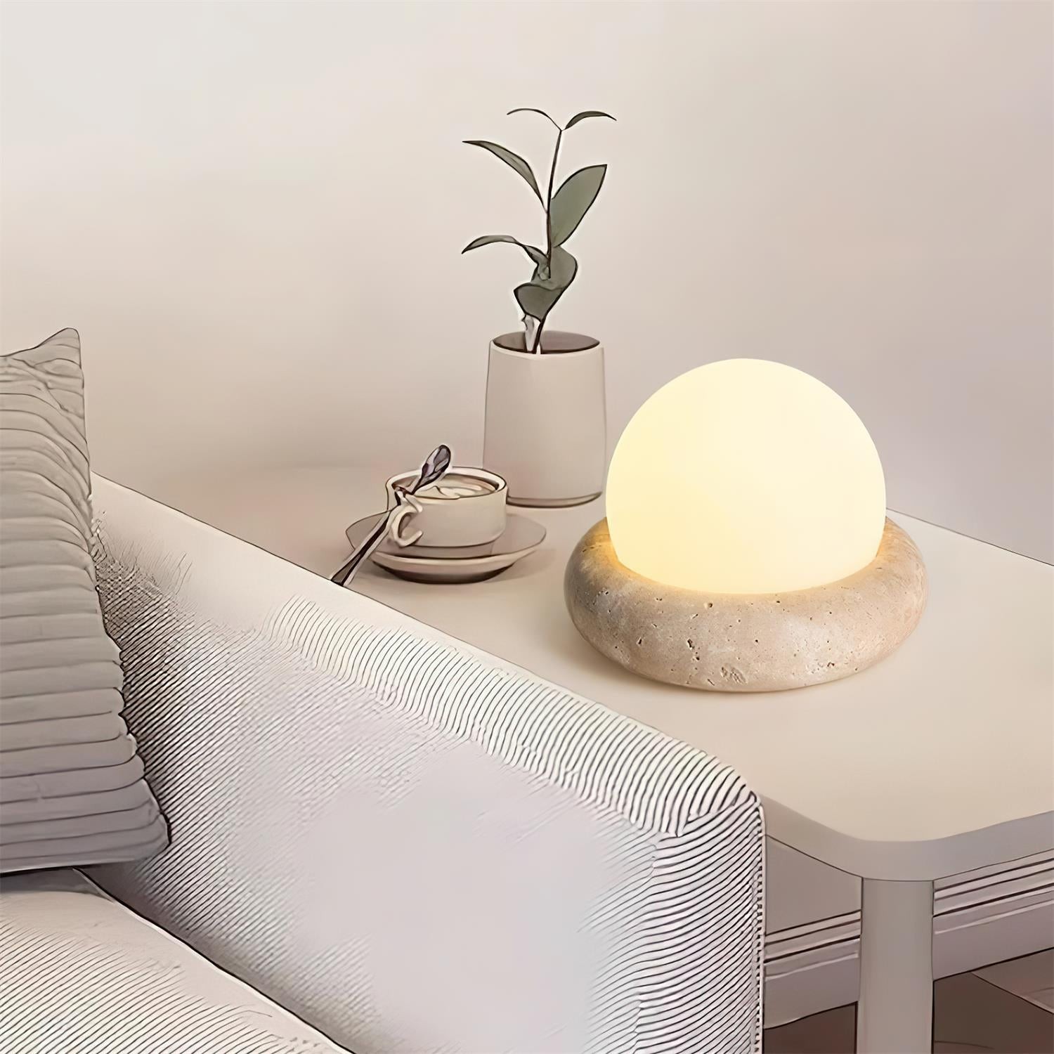 Modern Travertine Cute Mini Orb Table Lamp K853