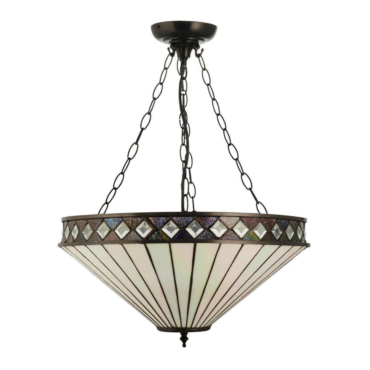 TF Fargo Adjustable Pendant Light with Stained Glass Inspired Inverted Shade for Island and Dining K1950