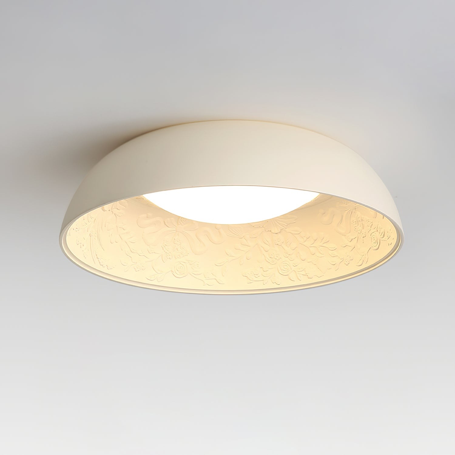 French Romantic Carved Round LED Ceiling Lamp K471