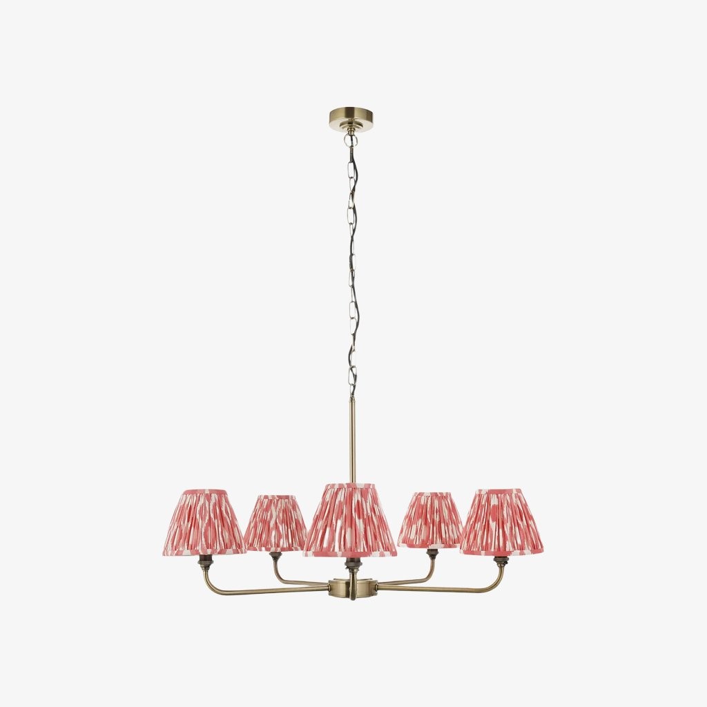 Zevatik Classic Ikat Patterned Fabric Chandelier - Metal Bracket Chandelier K1889