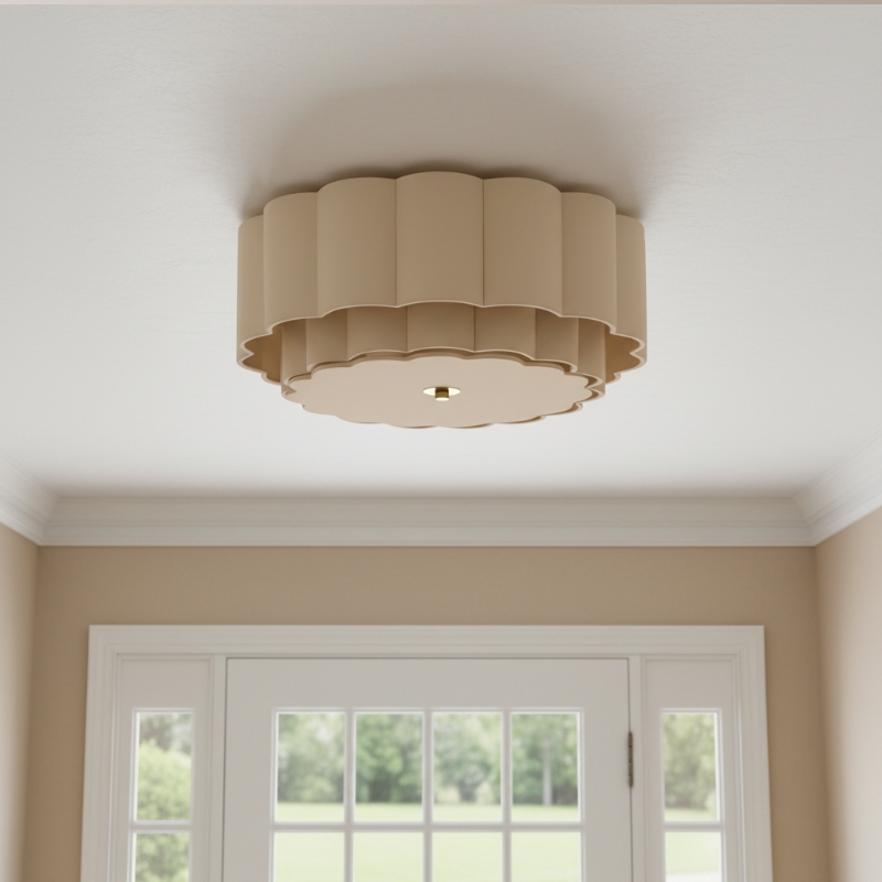 Velune Retro Fabric Flower Flush Mount - Vintage Style Ceiling Light for Dining and Hallways K2392