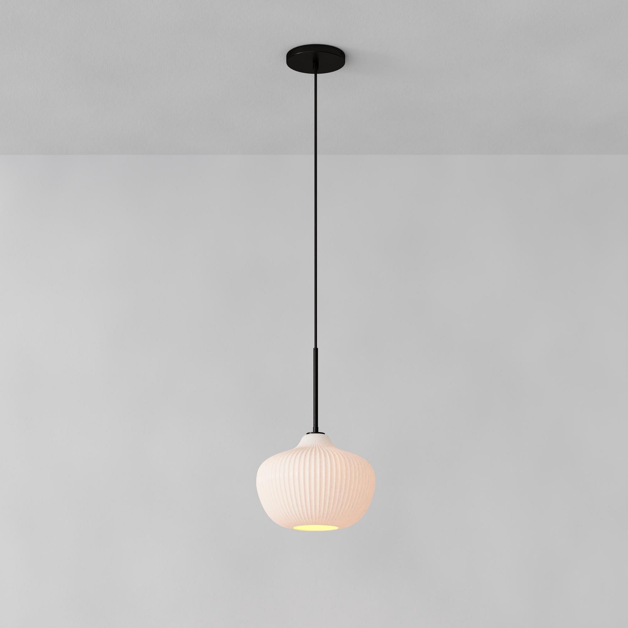Rivrona Ribbed Pendant – Modern Ribbed Glass Light with Metal Finish K1405